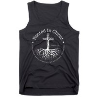 Rooted In Christ Cross Pray God Bible Verse Christian Tank Top