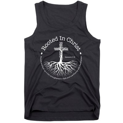 Rooted In Christ Cross Pray God Bible Verse Christian Tank Top