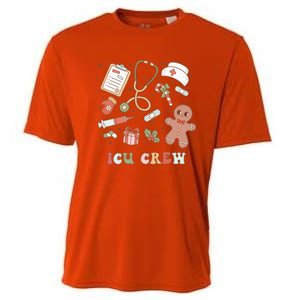 Retro Icu Crew Christmas Nurse Intensive Critical Unit Xmas Great Gift Cooling Performance Crew T-Shirt