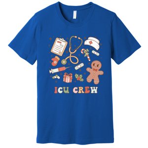 Retro Icu Crew Christmas Nurse Intensive Critical Unit Xmas Great Gift Premium T-Shirt