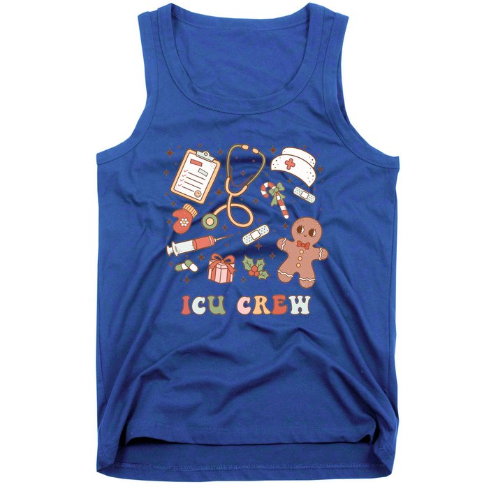 Retro Icu Crew Christmas Nurse Intensive Critical Unit Xmas Great Gift Tank Top