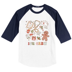 Retro Icu Crew Christmas Nurse Intensive Critical Unit Xmas Great Gift Baseball Sleeve Shirt