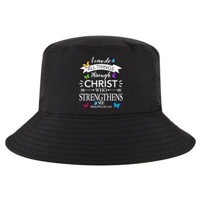 Religious I Can Do All Things Through Christ Butterfly Art Cool Comfort Performance Bucket Hat