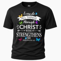 Religious I Can Do All Things Through Christ Butterfly Art Cooling Performance Crew T-Shirt