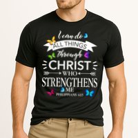 Religious I Can Do All Things Through Christ Butterfly Art Cooling Performance Crew T-Shirt