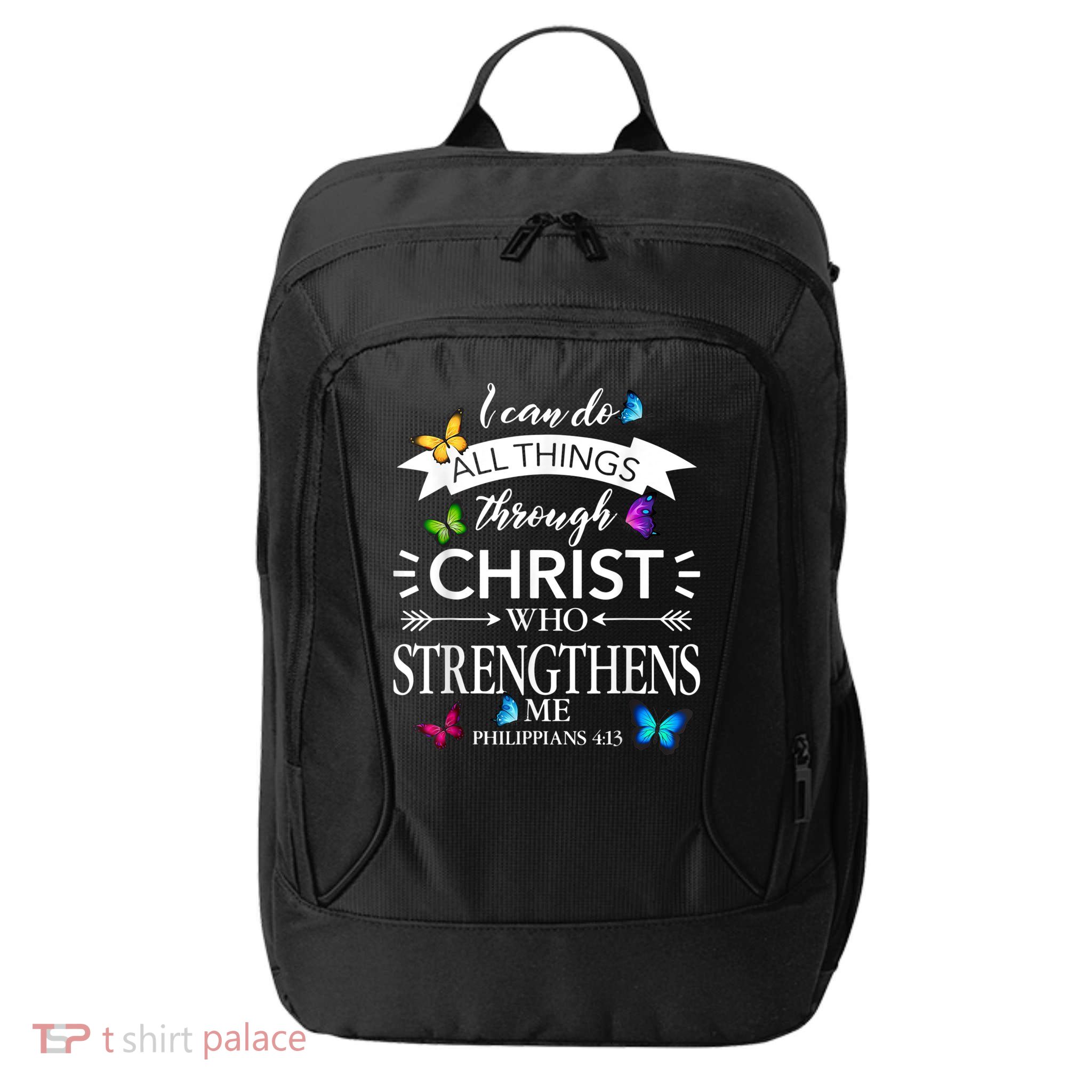 Religious I Can Do All Things Through Christ Butterfly Art City Backpack