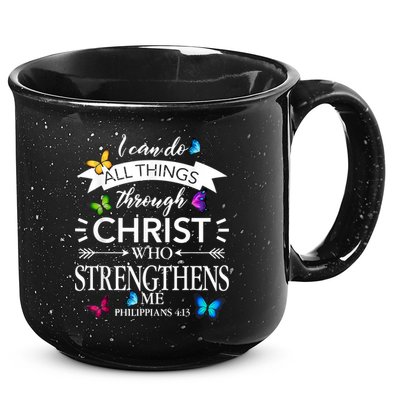 Religious I Can Do All Things Through Christ Butterfly Art 15oz Campfire Ceramic Mug