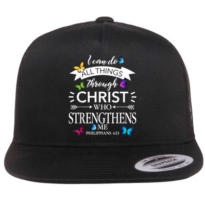 Religious I Can Do All Things Through Christ Butterfly Art Flatbill Hat