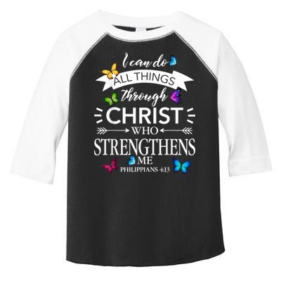 Religious I Can Do All Things Through Christ Butterfly Art Toddler Fine Jersey T-Shirt