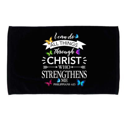 Religious I Can Do All Things Through Christ Butterfly Art Microfiber Hand Towel
