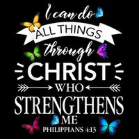 Religious I Can Do All Things Through Christ Butterfly Art Cropped Pullover Crew