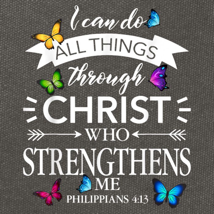 Religious I Can Do All Things Through Christ Butterfly Art Cotton Canvas Backpack