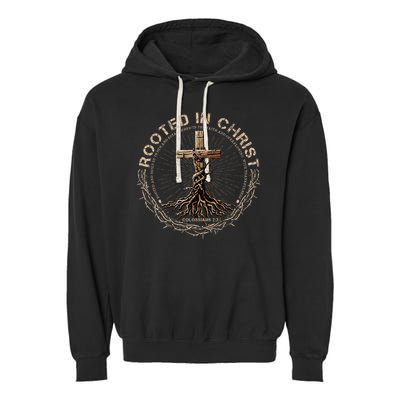Rooted In Chris, Jesus S, Christian Cross Garment-Dyed Fleece Hoodie