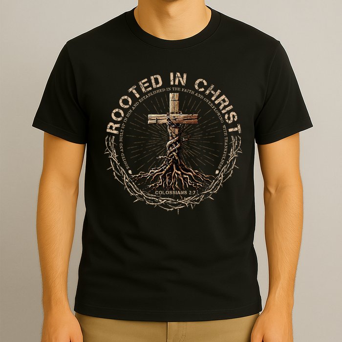 Rooted In Chris, Jesus S, Christian Cross T-Shirt