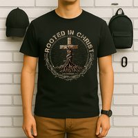 Rooted In Chris, Jesus S, Christian Cross T-Shirt