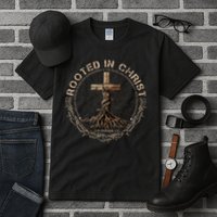 Rooted In Chris, Jesus S, Christian Cross Tall T-Shirt