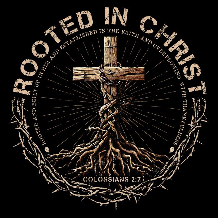 Rooted In Chris, Jesus S, Christian Cross Drawstring Bag