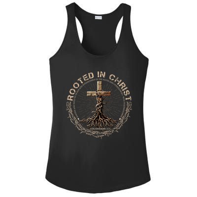 Rooted In Chris, Jesus S, Christian Cross Ladies PosiCharge Competitor Racerback Tank
