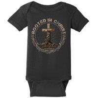 Rooted In Chris, Jesus S, Christian Cross Baby Bodysuit