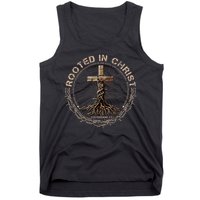 Rooted In Chris, Jesus S, Christian Cross Tank Top