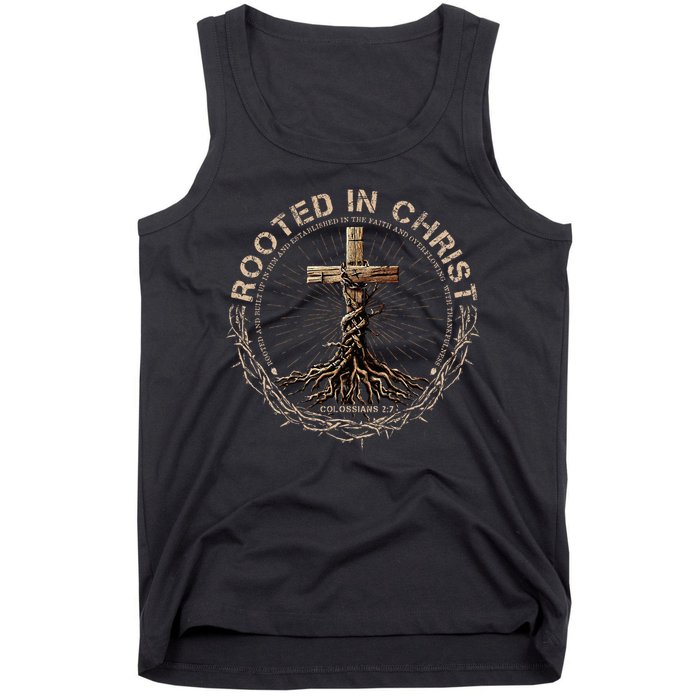 Rooted In Chris, Jesus S, Christian Cross Tank Top
