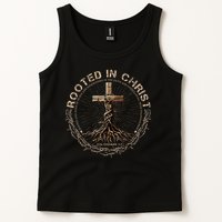 Rooted In Chris, Jesus S, Christian Cross Tank Top