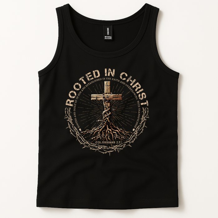 Rooted In Chris, Jesus S, Christian Cross Tank Top