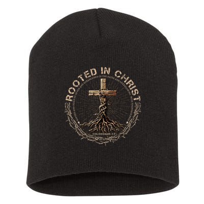 Rooted In Chris, Jesus S, Christian Cross Short Acrylic Beanie