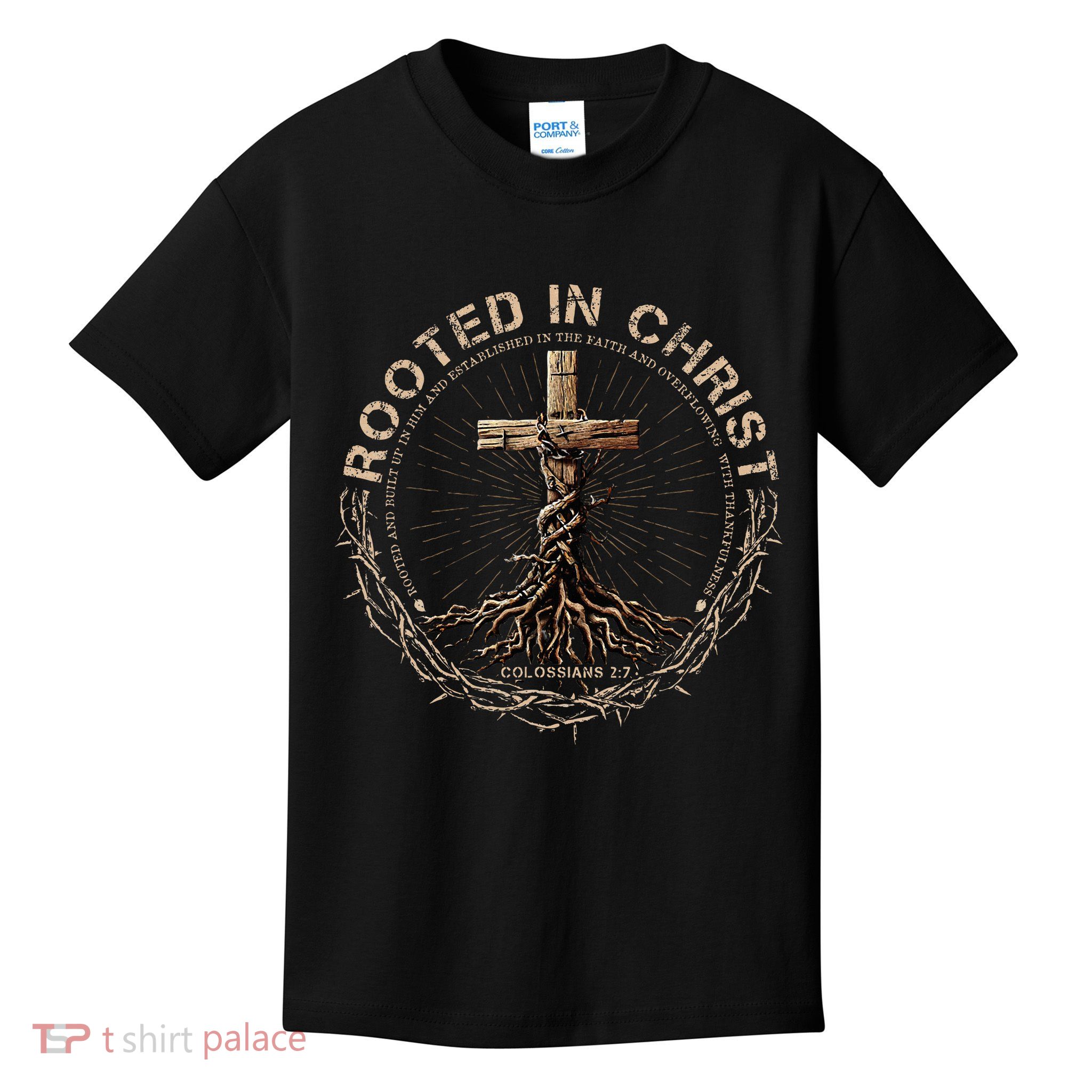 Rooted In Chris, Jesus S, Christian Cross Kids T-Shirt