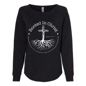 Rooted In Christ Jesus Cross Pray Bible Verse Christian Womens California Wash Sweatshirt