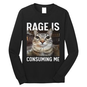 Rage Is Consuming Me Funny Cat Meme Long Sleeve Shirt