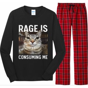 Rage Is Consuming Me Funny Cat Meme Long Sleeve Pajama Set