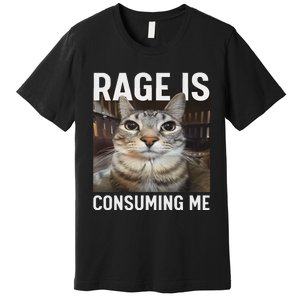 Rage Is Consuming Me Funny Cat Meme Premium T-Shirt