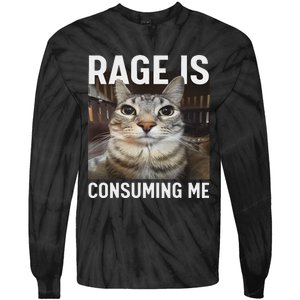 Rage Is Consuming Me Funny Cat Meme Tie-Dye Long Sleeve Shirt