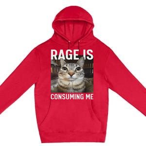 Rage Is Consuming Me Funny Cat Meme Premium Pullover Hoodie