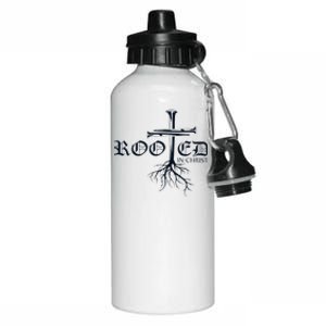 Rooted In Christ Christian Cross Religious Gift Aluminum Water Bottle