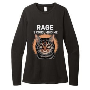 Rage Is Consuming Me Silly Staring Cat Meme Womens CVC Long Sleeve Shirt