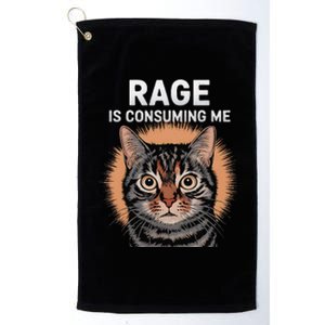 Rage Is Consuming Me Silly Staring Cat Meme Platinum Collection Golf Towel