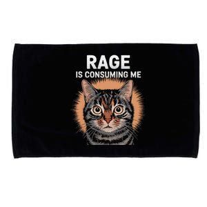 Rage Is Consuming Me Silly Staring Cat Meme Microfiber Hand Towel