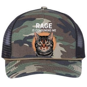 Rage Is Consuming Me Silly Staring Cat Meme Retro Rope Trucker Hat Cap