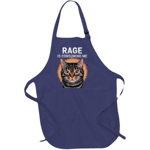 Rage Is Consuming Me Silly Staring Cat Meme Full-Length Apron With Pockets