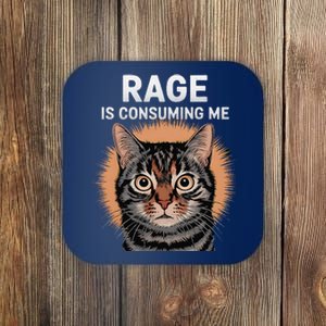 Rage Is Consuming Me Silly Staring Cat Meme Coaster