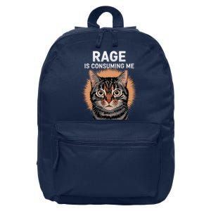 Rage Is Consuming Me Silly Staring Cat Meme 16 in Basic Backpack