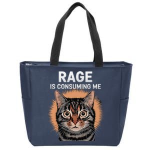 Rage Is Consuming Me Silly Staring Cat Meme Zip Tote Bag