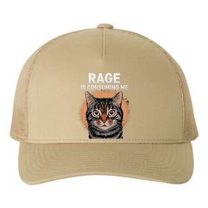 Rage Is Consuming Me Silly Staring Cat Meme Yupoong Adult 5-Panel Trucker Hat