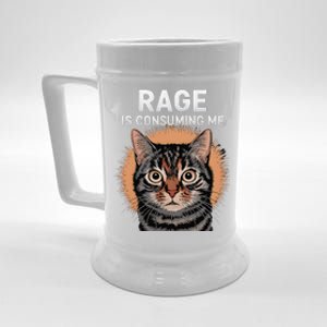 Rage Is Consuming Me Silly Staring Cat Meme Beer Stein