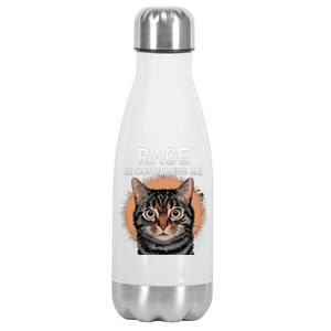 Rage Is Consuming Me Silly Staring Cat Meme Stainless Steel Insulated Water Bottle