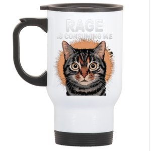 Rage Is Consuming Me Silly Staring Cat Meme Stainless Steel Travel Mug