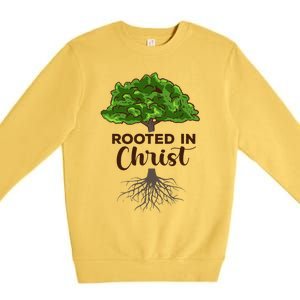 Rooted In Christ Theology Jesus Christ Christian Faith Premium Crewneck Sweatshirt