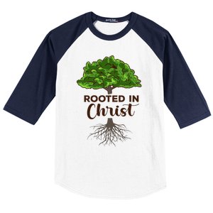 Rooted In Christ Theology Jesus Christ Christian Faith Baseball Sleeve Shirt